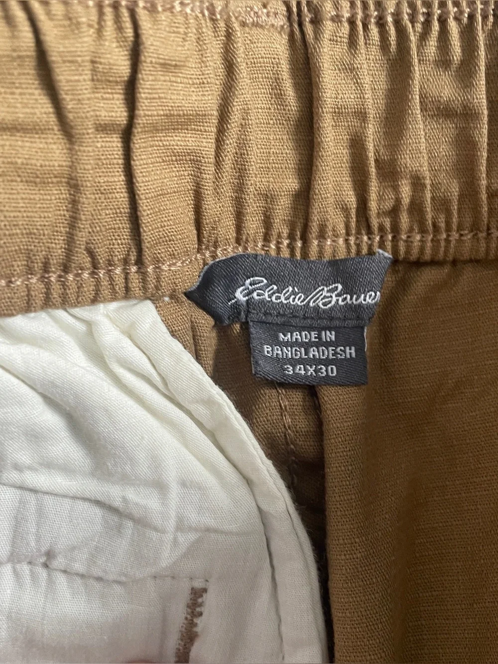 Lot of 2 Eddie Bauer Mens 34x30 Stretch Chino Pants Elastic Waist Brown Charcoal